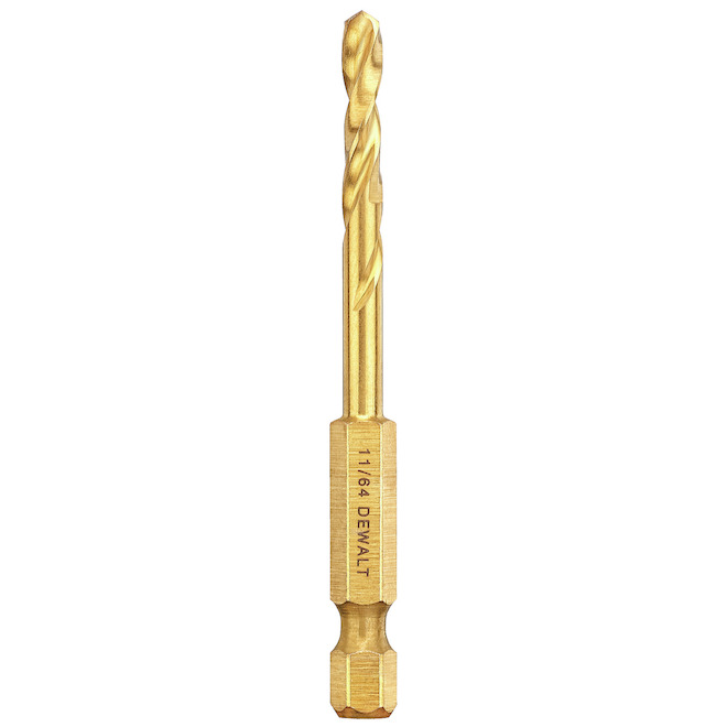 DEWALT Titanium Impact Ready Drill Bit - 11/64-in Dia x 2 15/16-in L - Split Point Tip - Hex Shank