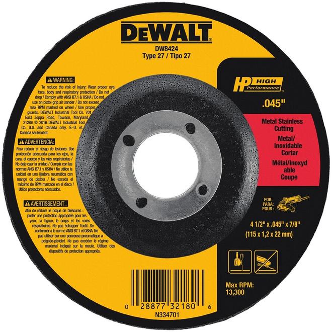 DEWALT 4 1/2-in x 0.045-in x 7/8-in Metal Cutting Wheel