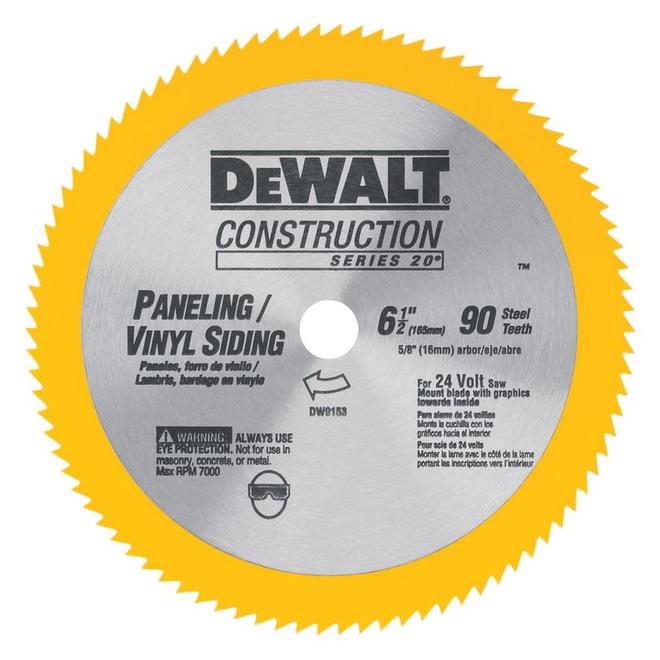 DEWALT Construction 6 1 2 in 90 Tooth Steel Saw Blade DW9153 RONA