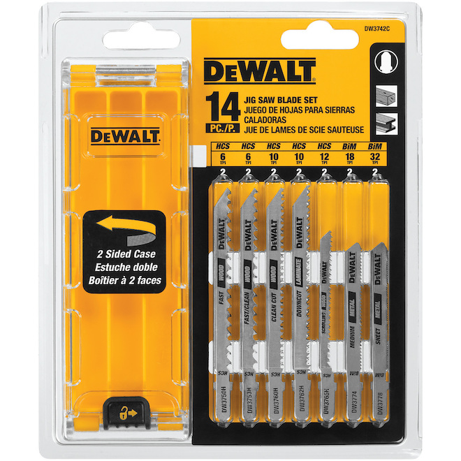 DEWALT Ensemble de 14 lames de scie sauteuse à tige en T