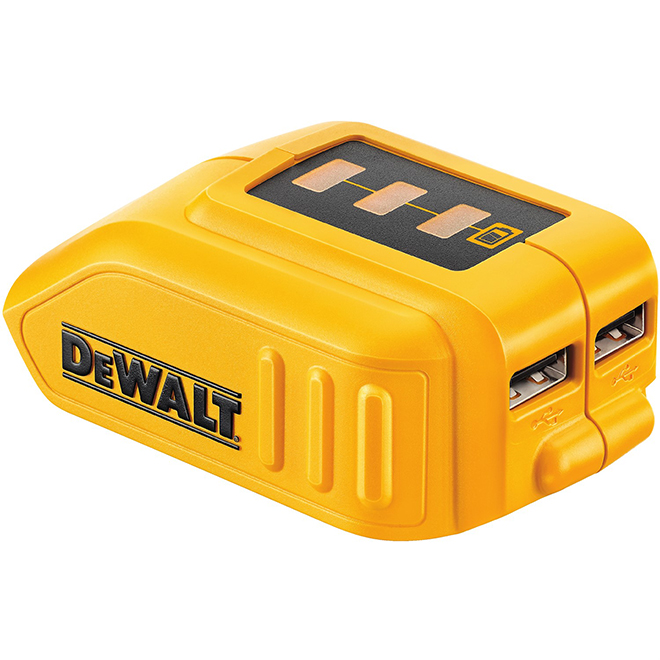 Adaptateur USB 12V/20V Dewalt en plastique jaune