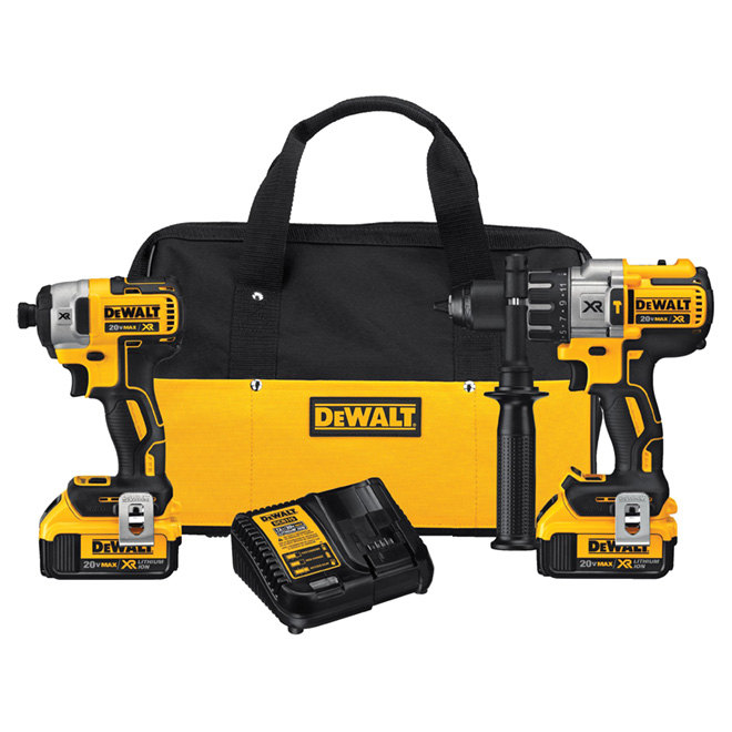 DeWalt 20-volt Max Cordless 2-Tool Combo Kit with Batteries and Charger - Brushless Motor - 3-Mode LED Light