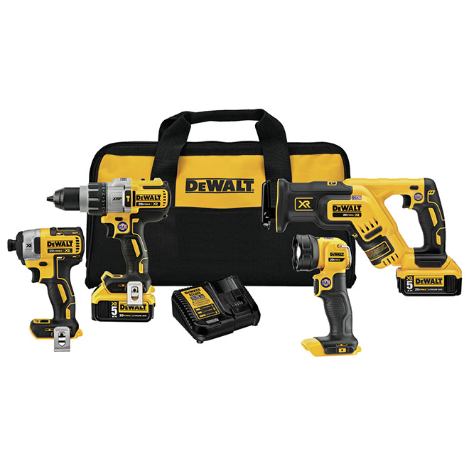 DEWALT® 20-V Max Lithium-Ion Brushless 4-Tool Cordless Kit