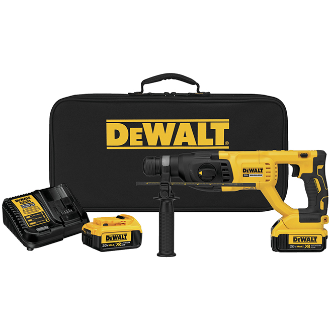 DEWALT XR 20-Volt Max 1-in Cordless Rotary Hammer Drill with Batteries and Charger - Brushless Motor - 1500 RPM