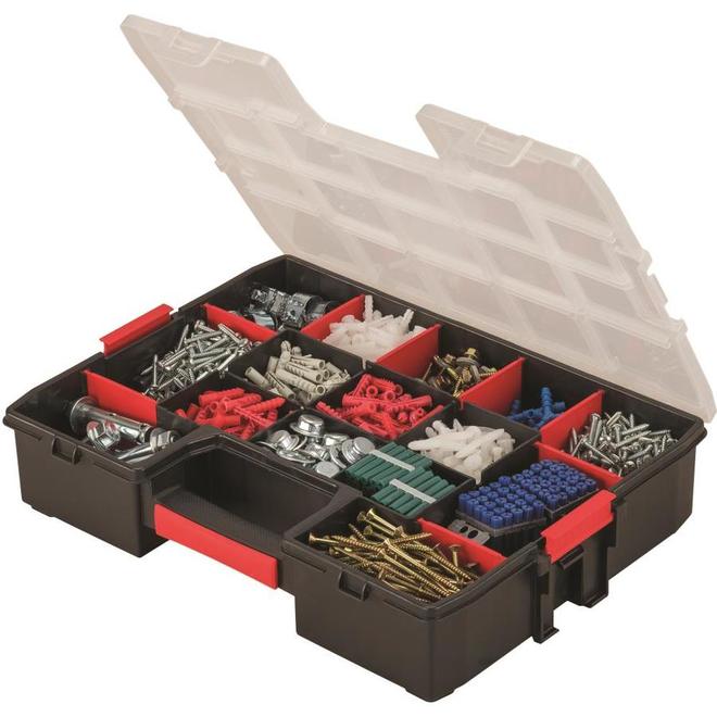 CRAFTSMAN Set of 2 15-Compartment Customizable Organizers - Red Plastic