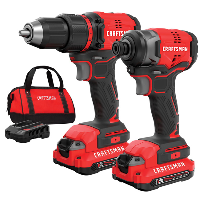 Craftsman V20 20-Volt Max Cordless Power Tool Combo Kit with Batteries and Charger - Brushless - Variable Speed