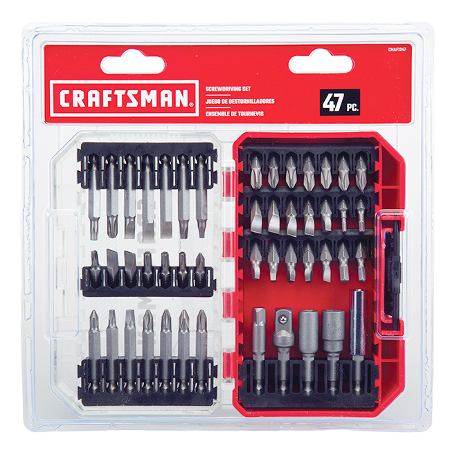 CRAFTSMAN Set of 47 Screwdriving Bits - Red and Black