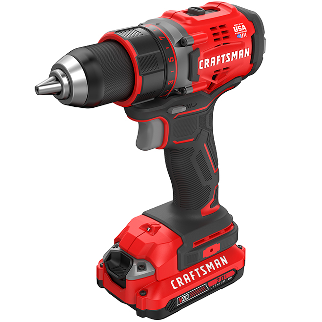 CRAFTSMAN V20 Cordless Drill Kit with Batteries and Charger - Brushless ...