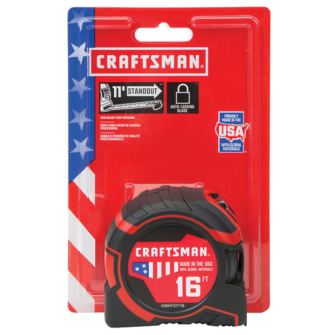 CRAFTSMAN PRO-LOCK Measuring Tape - 1.25-in x 16-ft - Black/Red