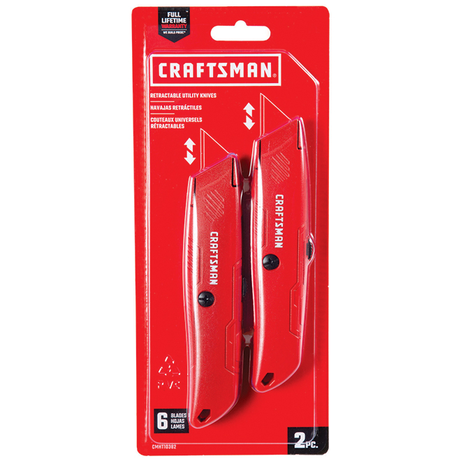 Craftsman 3-Position Utility Knives - 5-in - Red - 2-Pack