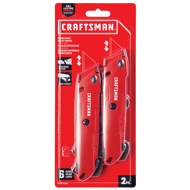 Craftsman Retractable Utility Knives - 5-in - Red - 2-Pack