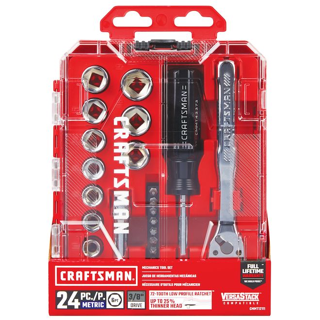 CRAFTSMAN Steel Hand Tool Set - Nano Metric - 3/8-in - 24 Pieces