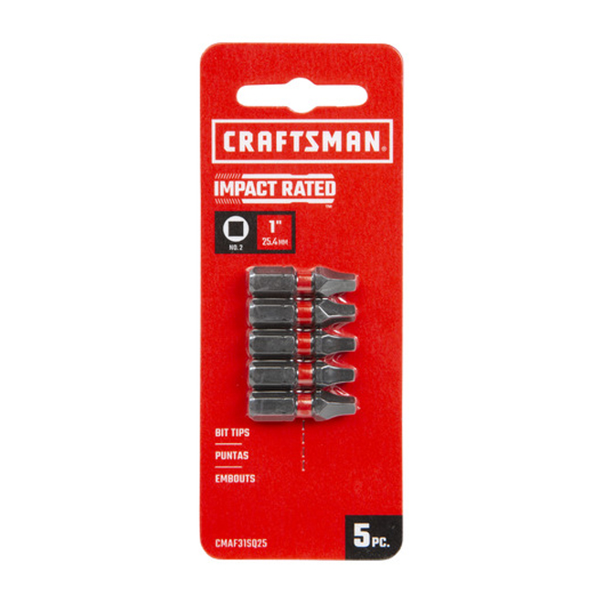 CRAFTSMAN Screwdriver Bits - Square #2 - 1-in - Pack of 5