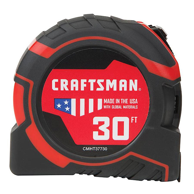 CRAFTSMAN PRO-LOCK Measuring Tape - 1.25-in x 30-ft - Black/Red