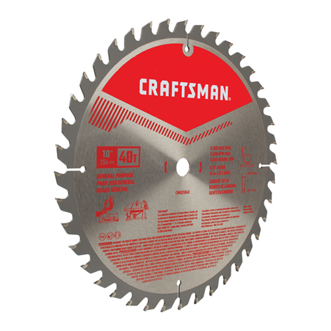 CRAFTSMAN General Purpose Circular Saw Blade - 10-in dia - 40T - ATB Grind Geometry - Carbide Teeth