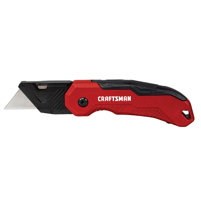Couteau utilitaire pliable Craftsman, fixe, 4,38 po, rouge et noir