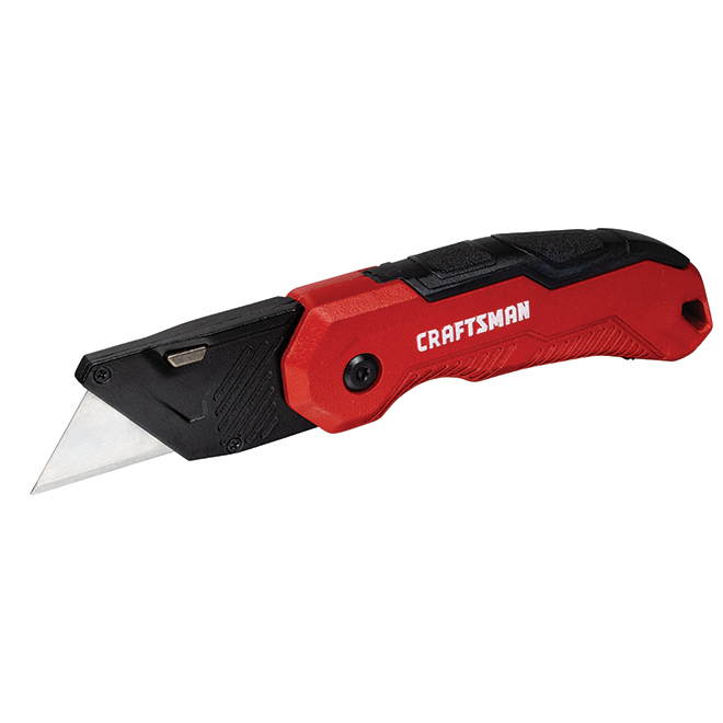 Couteau utilitaire pliable Craftsman, fixe, 4,38 po, rouge et noir
