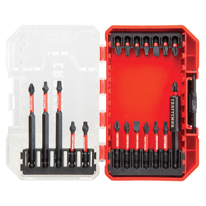 Jeu d'embouts de tournevis Impact Rated de CRAFTSMAN, 20 pièces, étui de protection rigide, tige hexagonale