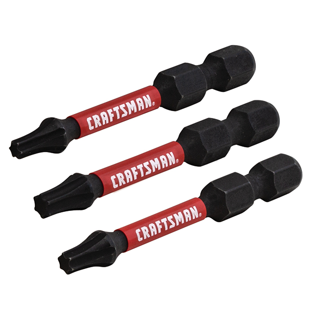 CRAFTSMAN Impact Rated Torx Screwdriver Bits - 1-in - S2 Modified Steel - Pack of 3