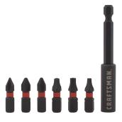 Craftsman Impact Rated Screwdriver Bit Set - 7 Pieces - 1-in - S2 Modified Steel