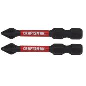 Craftsman Impact Rated Screwdriving #1 Bits - 1/4-in Dia x 2-in Phillips - Hex Shank - Black -2-Piece Set