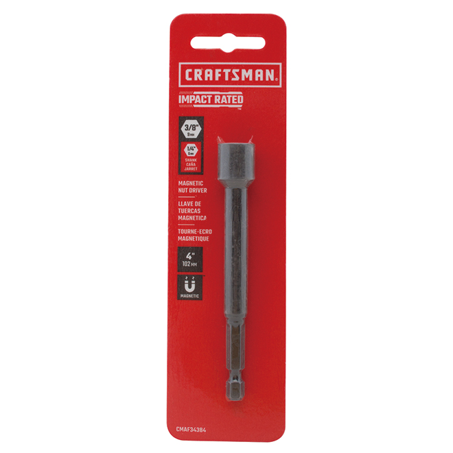 CRAFTSMAN Impact Rated Nut Driver - 4-in x 3/8-in - Shock-Resistant Steel