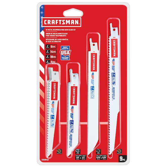 CRAFTSMAN Reciprocating Saw Blades - Bi-Metal - High Durability - 9 Piece Set