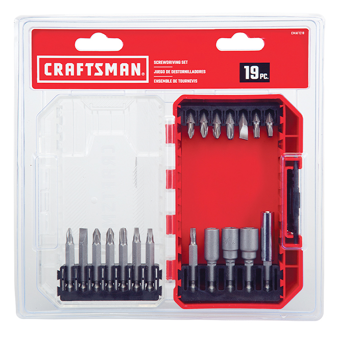 CRAFTSMAN 19-Pc Screwdriver Bit Set - CNC-Machined Tip - Hex Shank - Steel - Storage Case