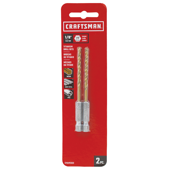 CRAFTSMAN Jobber Length Drill Bit - Hex Base - Titanium - 2 3/4-in L