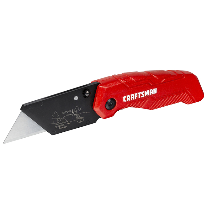 Couteau utilitaire pliable à lame fixe Craftsman, 3,75 po, rouge et noir