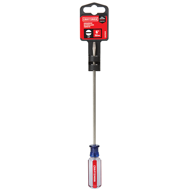 Tournevis plat CRAFTSMAN en acier, 1/8 po x 6 po, bleu et rouge