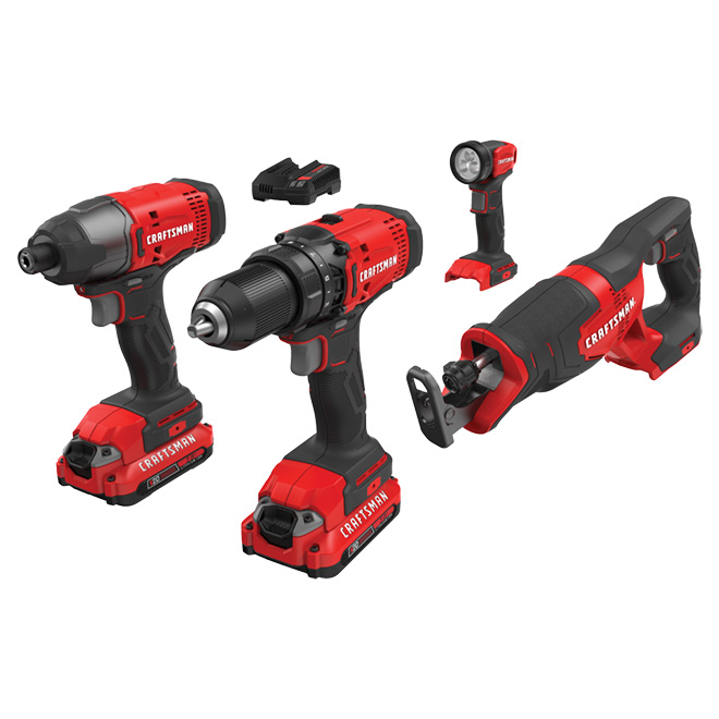 Image of Craftsman | Kit Of 4 20-V Tools - Includes 2 Batteries And 1 Charger | Rona