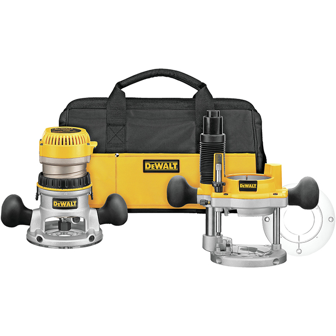 Dewalt 1/4-HP Fixed Base and Plunger Corded Router Combo Kit 12-A Motor  Variable Speed DW618PK RONA