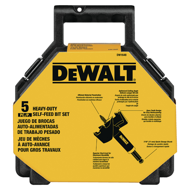 DeWalt Drill Bit Set - Heavy Duty - 5-Piece - Plastic Case Included