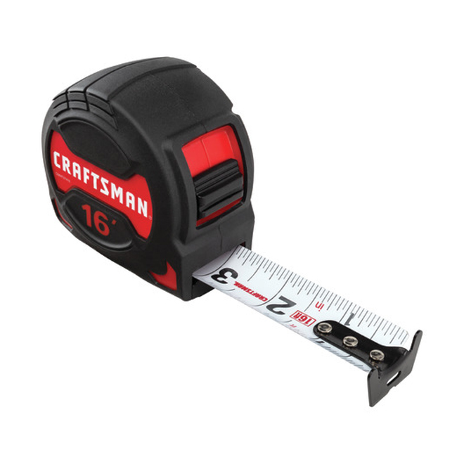 CRAFTSMAN Pro-10 Measuring Tape Easy Grip 16-ft Black/Red