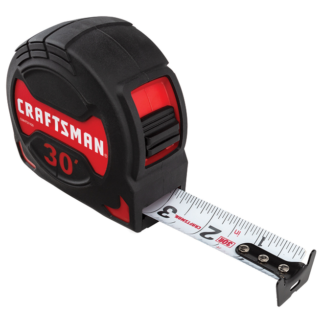 Craftsman Pro-10 Measuring Tape Easy Grip 30-ft Black/Red