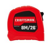 Ruban à mesurer Craftsman 26 po (8 m) boîtier en ABS crochet Tru-Zero rouge vif