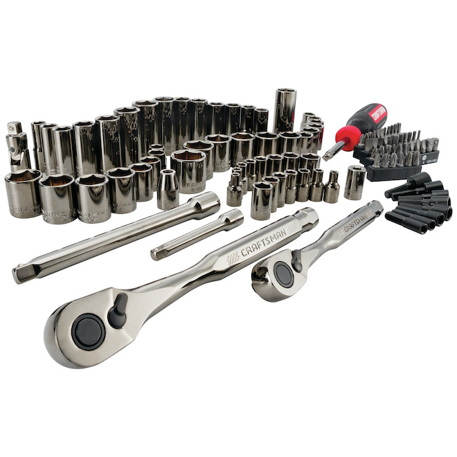 Ensemble d'outils pour mécanique, 105 pièces, 17 po, chrome gris métallique