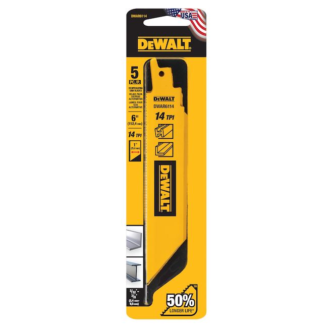 DEWALT Reciprocating Saw Blades 5-in Bi-Metal 14 Teeth - Pack of 5
