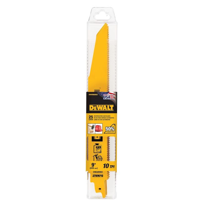 DEWALT 1-Pack 9-in 10-TPI Wood/Metal Cutting Reciprocating Saw Blade