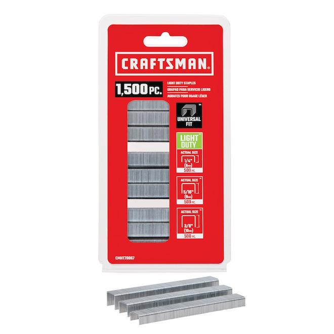 Craftsman Light-Duty Staples in Assorted Sizes - 1,500-Pack