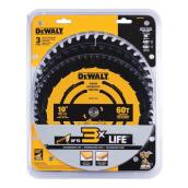 DeWalt Pack of Circular 10-in Saw Blades - 1 x 60 TH and 2 x 40 TH - Pack of 3