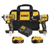 DEWALT 20V MAX XR Brushless Cordless 2-Piece Tool Kit with Two 4.0 AH Batteries and a Charger