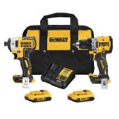 DEWALT 20V MAX XR Brushless Cordless 2-Piece Tool Kit with Two 2.0 Ah Batteries 1 Charger and a Soft Case
