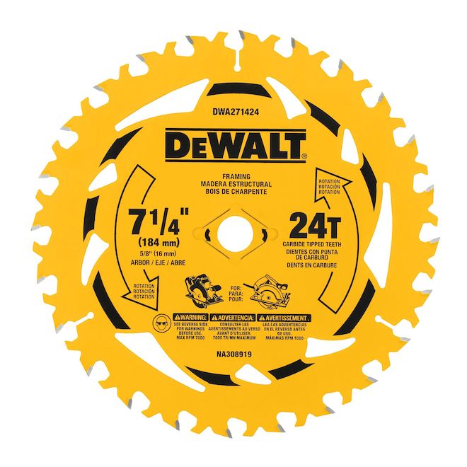 DEWALT 3-Pack 7-1/4-in 24-Tooth Dry Cut Only Standard Tooth Circular Saw Blade