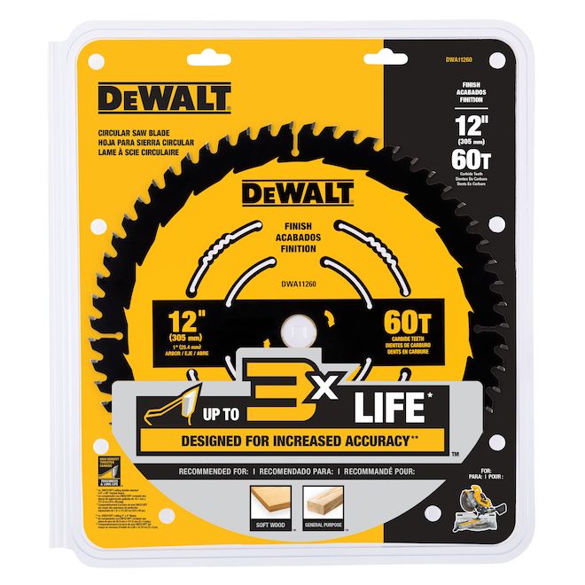 DeWALT 1-Pack 12-in 60-Tooth Dry Cut Only Standard Tooth Circular Saw Blade