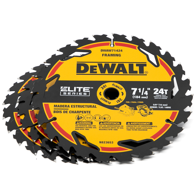 DEWALT 3-Pack 7-1/4-in 24-Tooth Dry Cut Only Combination Tooth Carbide Circular Saw Blade