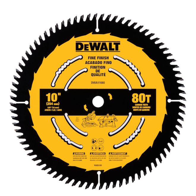 DeWALT 1-Pack 10-in 80-Tooth Dry Cut Only Standard Tooth Miter/Table Saw Blade