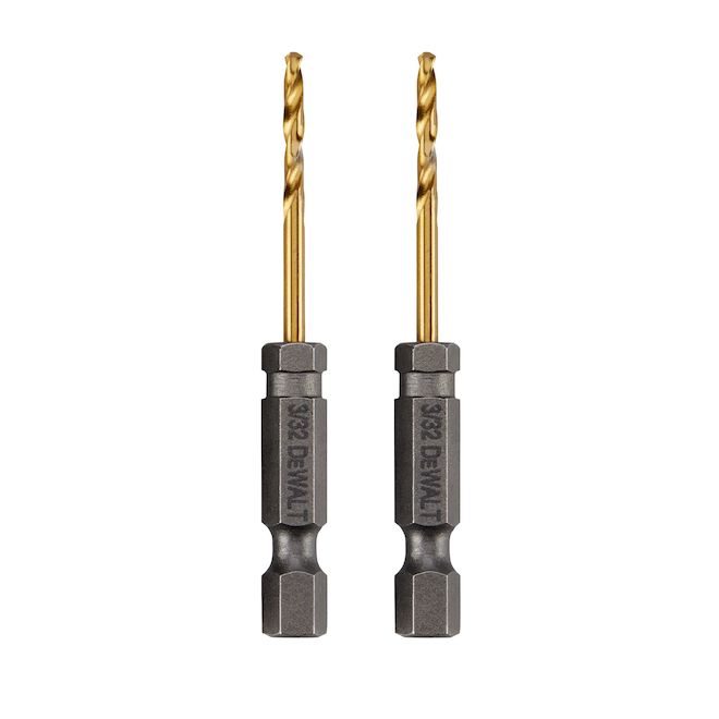 Foret DEWALT de 3/32 po x 2-7/16 po en acier rapide revêtu de nitrure de titane, pour droitier (2/pqt)