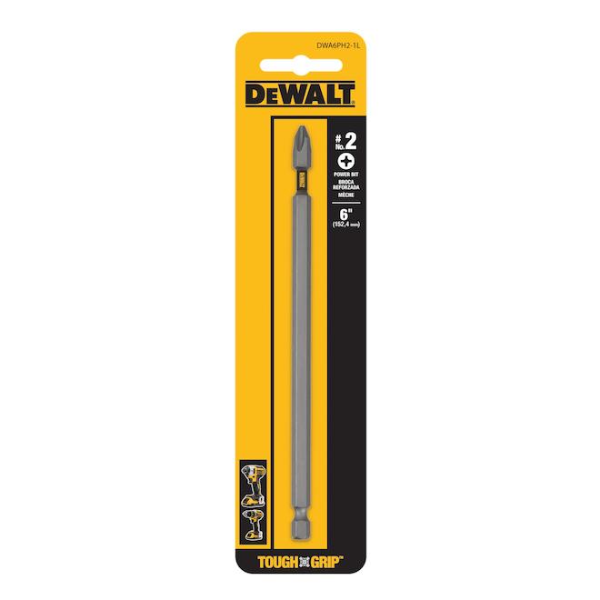 DEWALT Tough Grip - 1-Piece - 6-in - #2 - Phillips Head - Steel - Hex Shank Screwdriver Bit